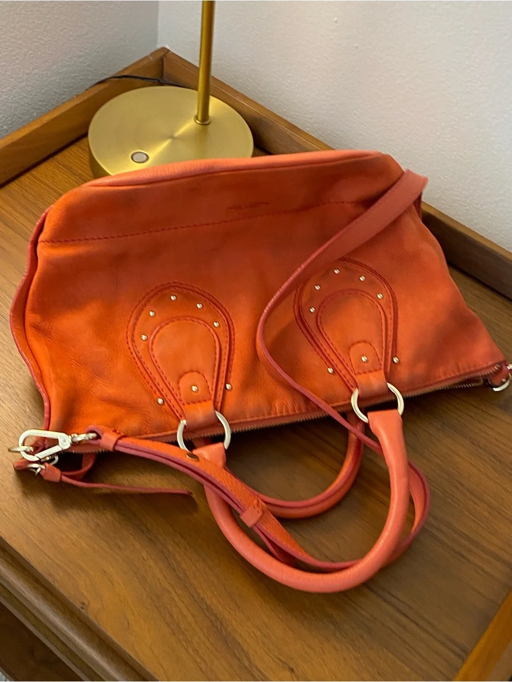 See By Chloe Orange Leather Large Satchel with Gold Hardware